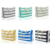 Large Bohemian Striped Canvas Beach Bag Zipper Tote for Travel Outdoor Vacation