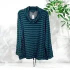 PRETTY Lane Bryant NWT Womens Size 22/24 Teal Green Jersey Knit Cowl Neck Top 3X
