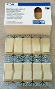 NEW 10 Pack Eaton Ivory Decorator Paddle Light Switch Rocker 15A 1Pole 7501V LOT