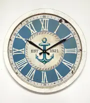 Clock : 62cm (24") Large Analog Metal Frame Roman Numeral Wall Clock - White