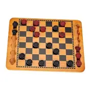 Solid Wood Checkers Set - Red & Black Traditional Style with Grooves for