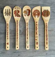 Native Wooden Spoon, Native American Wooden Bamboo Spoons Set