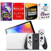 Nintendo Switch White OLED + Pokemon Violet Game + NSO 1 Year Family Membership