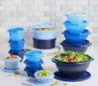 Tupperware Servalier Bowls 30 pc Set Bowls Canisters Seals Blue Shades New Boxed