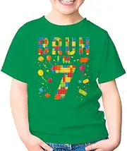 [Generic] 7 Year Old Building Blocks Bruh 7th Birthday Kids Shirt Girl Boy