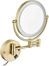 10X Magnifying Mirror with Light， 8 inch Lighted Makeup Mirror, 360° Rotation Hardwired Light up Mirror, Double Sided LED Vanity MirrorAntique Bronze,Hardwired