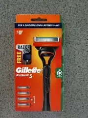 Gillette Fusion 5 Razor Handle + 4 Blades + CAP -Au