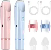 Klyne Rasoir Femme, 2 in 1 Wet and Dry Waterproof Electric Hair Trimmer, Bikini Double Head Trimmer, Suitable for Hair Removal on Legs or Underarms (2*PCS Pink+Blue)