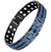 Therapy Magnetic Bracelet w Thin Blue Line Design -Men & Women -Stainless Steel