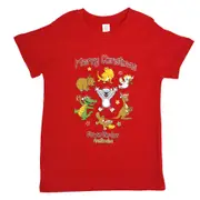 New Kids Christmas Xmas T Shirt Tee Tops 100% Cotton Boys Girls Gift Red White - Animals (Red)