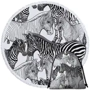 Black and White Dazzle of Zebras Round Beach Towel