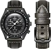[Stanchev] Strap for Omega Swatch Moonwatch,Leather Strap Compatible with Omega X Swatch 20mm Watch,Quickly Realese Swatch Omega Moonswatch Watch Replacement Strap Men Women