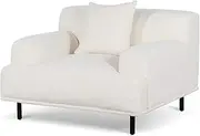 Jasleen Fabric Armchair - Ivory White Boucle with Black Legs