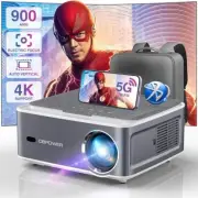 900 ANSI Ultra HD, DBPOWER Native 1080P 5G WiFi Bluetooth Projector 4K
