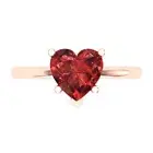 2 Heart Cut Natural Red Garnet Wedding Bridal Promise Classic Ring 14k Rose Gold