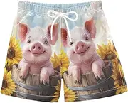 [RPLIFE] Boys Swim Shorts, Anti-Chafe Swim Trunks Boys 2 T, Cute Pig