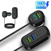 Car Charger Super 127W Fast Charging USB Type C 3.1A Charging With Voltage Detection with 1.5M Extension Cable Phone Cha