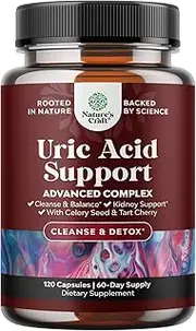 Herbal Uric Acid Cleanse and Detox - Essential Daily Kidney Cleanse and Uric Acid Support for Adults -120 Joint Support Supplement and Detox Cleanse with Tart Cherry Extract Capsules for Men and Women
