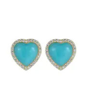 Liv Oliver 18K Plated 13.50 ct. tw. Amazonite CZ Amazonite Love Post Earrings
