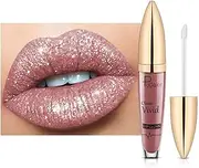 Diamond Lip Gloss Shiny Matte Lipstick, Glitter Liquid Lipstick, Waterproof Sparkling High Pigment Long Lasting Lipsticks, Bold Shimmer Lip Glaze Lips for Women