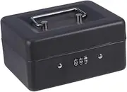 HOUDERCO Cash Box with Combination Lock Lockable Safety Box for Money Coins Keys and Checks Convenient for Stores Restaurants and Hotels Black