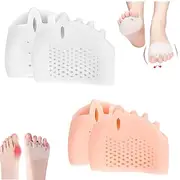 2 Pairs Silicone Toe Separators Bunion Corrector Cushion Metatarsal Pads Ball of Foot Cushions Breathable Soft Gel Foot Cushions for Men Women Straighten Overl