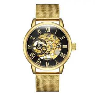 現貨男士手錶腕錶歐綺娜ORKINA 自動機械錶 編織網帶男錶男士外貿手錶鏤空透底