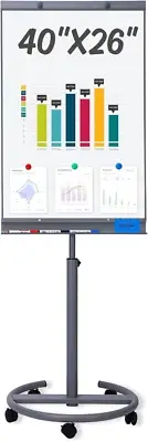 Mobile Dry Erase Board,26" X 40"Magnetic Portable Whiteboard Stand Easel White B