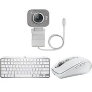 Logitech MX Keys Mini Keyboard with Anywhere 3S Mouse and StreamCam for Mac (White)
