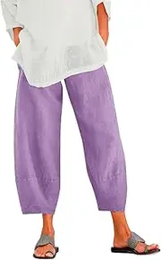 [Generic] Lightweight Sweatpants Women Pant Cotton Women Waist Crop Loose Colour Pure and Pants Pants Elastic with Pocket Women's Casual Pants Cotton Maternity Clothes
