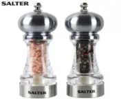 Salter 14Cm Manual Salt & Pepper Mills - Clear