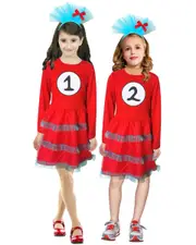Red Thing 1 or 2 Dress Girls Costume