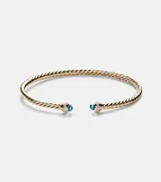[David Yurman] David Yurman Cablespira® Flex 18kt gold cuff bracelet with topazes and diamonds M gold