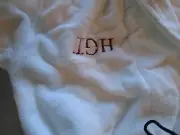 Pottery Barn Classic terry robe Medium monogrammed HGT (upside down ) New