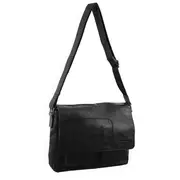 Pierre Cardin Genuine Leather 13" Laptop Messenger Bag (Black)