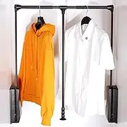 Pull Down Closet Rod Aluminum Lift Rail Organizer Storage System Adjustable Heavy Duty Closet Pull Down Rods Hanger for Hanging Clothes Wardrobe,Black,700x930mm