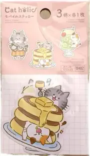 Cat Sticker Decals - Pancakes, Melon Soda, Coffee Kitty Tabby Calico, Kawaii
