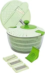 AVITONG Vegetable Spinner & Mandoline Slicer 2-in-1, Salad Spinner with 5 Interchangeable Blades, Large Capacity, BPA-Free, Easy to Clean, Food-Grade Kitchen Tool