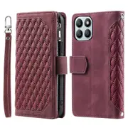 For Honor X8b 4G Wallet Case PU Leather Handbag Zipper Pocket Phone Cover with Strap