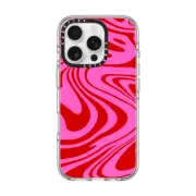 iPhone 16 Pro Clear Case MagSafe Compatible Marble Trippy Wavy Swirl Pink Red Spiral Warp Twirl 70s Psychedelic Acid Groovy Abstract Pattern