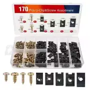 170Pcs Car U-Clip And Screw Assortment Kit 9 Different Sizes Automotive