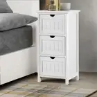 3 Drawer Bedside Table Lightweight Nightstand Storage Bedroom Furniture White