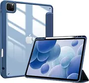 ProCase Smart Case for iPad Pro 12.9 Case 6th/5th/4th/3rd Generation 2022/2021/2020/2018, Transparent Back Shell Cover with Built-in Pencil Holder, Auto Sleep/Wake for iPad Pro 12.9 Inch -Navy