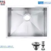 Oakland 22" x 18" Handmade Zero Radius Kitchen Sink 16 Gauge 304 Stainless Steel