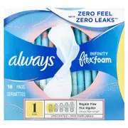 Always, Infinity Flex Foam with Wings, Size 1, Regular Flow, Unscented, 18 Pads