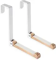 Folding Clothes Drying Rack, Thickness Adjustable, Metal/Wooden, Portable, Lightweight, Heavy Duty, Over The Door Hangers Hook for Laundry, 2 Pack (White)