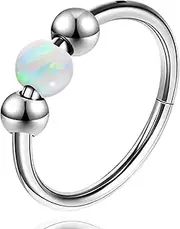[Crrynuo] Opal Nose Rings Hoops Nose Stud, 18G 316L Stainless Steel Nose Rings, 8MM Nose Hoop Piercing Cartilage Piercing Hinged Segment Nose Piercing Jewellery for Women Men, one size, Stainless Steel, 0