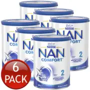 6 x Nestle NAN Comfort Stage 2 Follow-on Formula 800g 6-12 Months Milk Powder