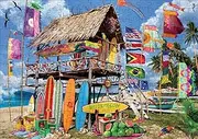 Buffalo Games - Garry Walton - Watermelon Surf Shack - 300 Piece Jigsaw Puzzle for Adults Challenging Puzzle Perfect for Game Nights - Finished Puzzle Size is 21.25 x 15.00