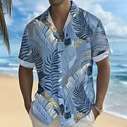 Men's Coconut Palm Tropical Plants Shirt Summer Hawaiian Shirt Button Up Shirt Short Sleeve Hawaiian Vacation Holiday Beach Wear Summer Spring Turndown 3D Prin